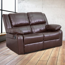 Load image into Gallery viewer, Flash Furniture Harmony Series Brown Leather Soft Loveseat with Two Built-In Recliners