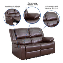 Load image into Gallery viewer, Flash Furniture Harmony Series Brown Leather Soft Loveseat with Two Built-In Recliners