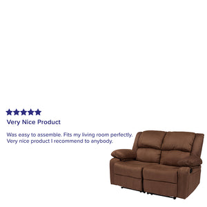 Flash Furniture Harmony Series Chocolate Brown Microfiber Loveseat with Two Built-In Recliners