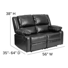 Load image into Gallery viewer, Flash Furniture Harmony Series Black Leather Soft Loveseat with Two Built-In Recliners