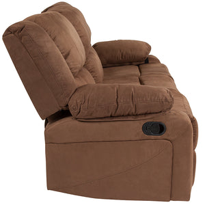 Flash Furniture Harmony Series Chocolate Brown Microfiber Sofa with Two Built-In Recliners
