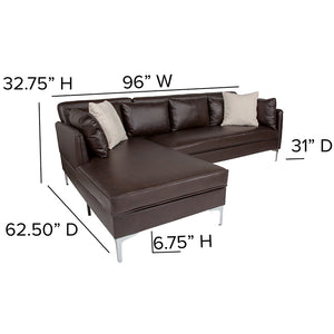 Flash Furniture Back Bay Upholstered  Sectional in Brown LeatherSoft