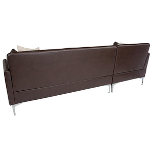 Flash Furniture Back Bay Upholstered  Sectional in Brown LeatherSoft