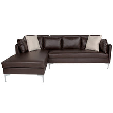 Load image into Gallery viewer, Flash Furniture Back Bay Upholstered  Sectional in Brown LeatherSoft