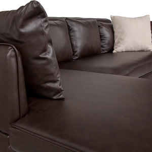 Flash Furniture Back Bay Upholstered  Sectional in Brown LeatherSoft