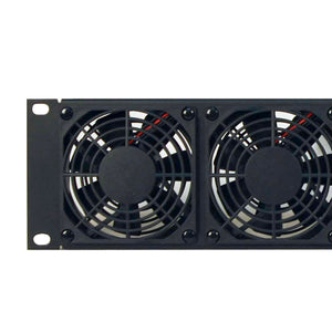 Lowell Mfg DC Fan Panel-2U, Two 3.5in Fans, 52cfm total, 26dB, Universal Power Supply with 4 plug adaptors, Thermostat Probe