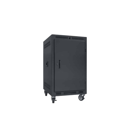 Lowell Mfg Equipment Rack-Portable-14U, 27in Deep, With Solid Door