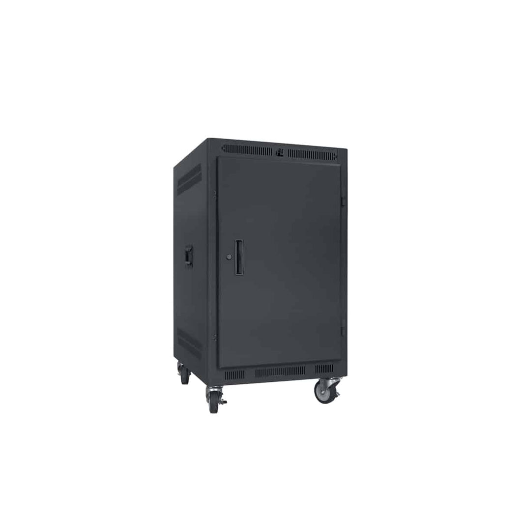 Lowell Mfg Equipment Rack-Portable-14U, 27in Deep, With Solid Door
