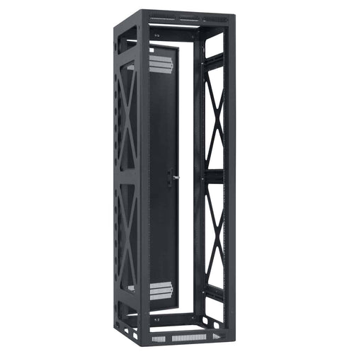 Lowell Mfg Equipment Rack-Seismic-44U, 27in Deep, 2pr Rails, Rear Door