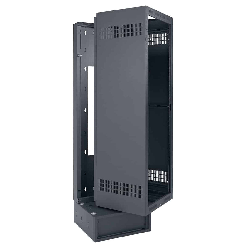 Lowell Mfg Equipment Rack-Wall/Base Mount-40U, 32in Deep, 1pr Adjustable Rails