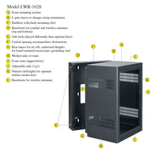 Load image into Gallery viewer, Lowell Mfg Equipment Rack-Sectional Wall Mount-24U, 32in Deep, 1pr Adjustable Rails