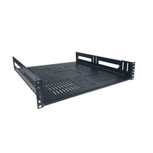 Load image into Gallery viewer, Lowell Mfg Equipment Rack Shelf w Hinge-2U, 14in D
