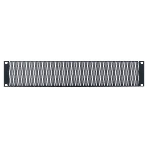 Lowell Mfg Equipment Rack Panel-Blank Steel Vent Panel—Large holes, With flange 1U–4U
