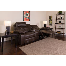 Load image into Gallery viewer, Flash Furniture Reel Comfort Series 2-Seat Straight Reclining Brown LeatherSoft